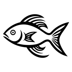 Simple Outline Icon of Fish. SVG Vector