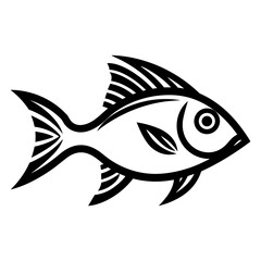 Simple Outline Icon of Fish. SVG Vector