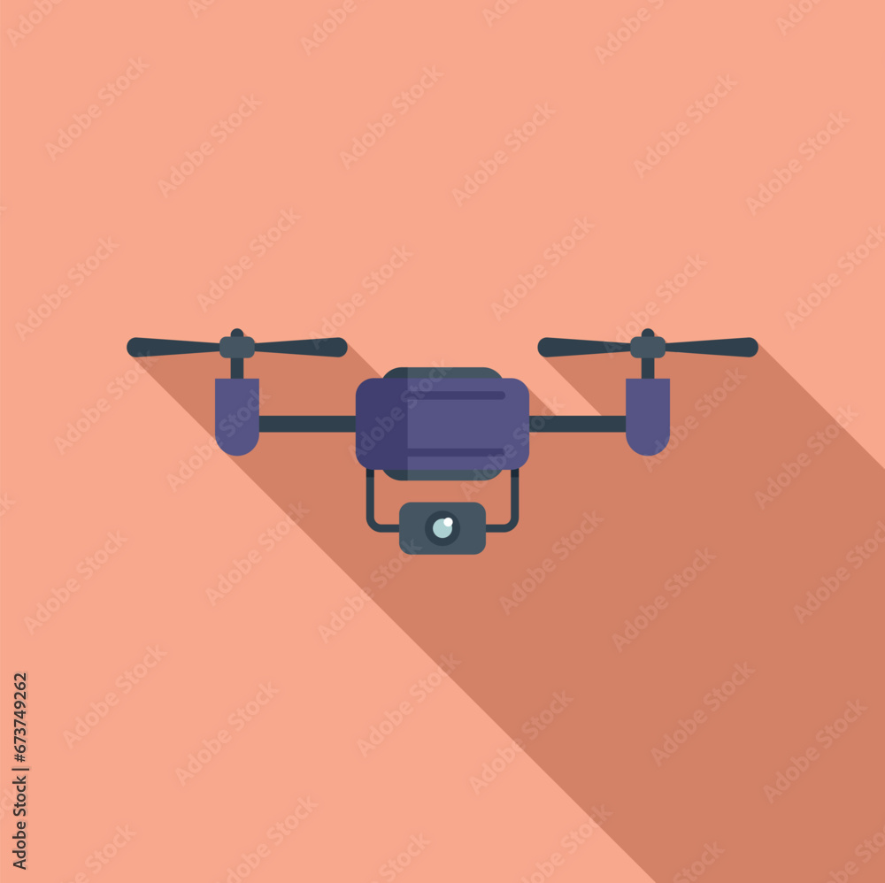 Poster smart digital camera icon flat vector. remote control. aerial secure view