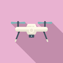Aerial secure drone icon flat vector. Robot ai camera. Land tech