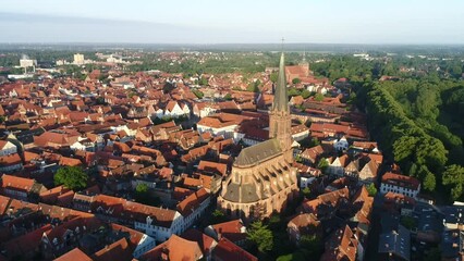 Aerial view, old town, Lueneburg, Lower Saxony, Germany, Europe