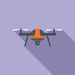 Video toy drone icon flat vector. Remote control. Aerial land view