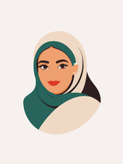 portrait of a arab woman , illustraitons , minimal vector design