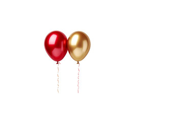 Golden and red balloons on transparent background