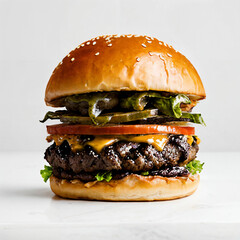 hamburger on black background