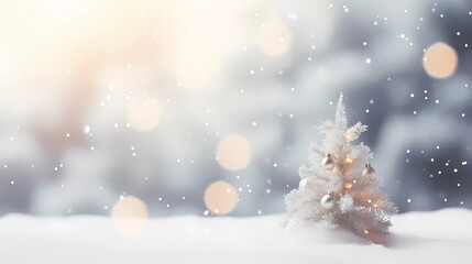 Fototapeta na wymiar Chrismas decorations with snowflakes. Cute chrismas tree on a blurred background