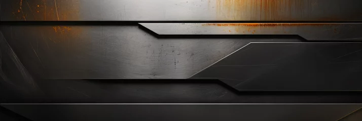 Schilderijen op glas Metal background. Abstract modern metalic texture. Futuristic metal plates banner © B-design