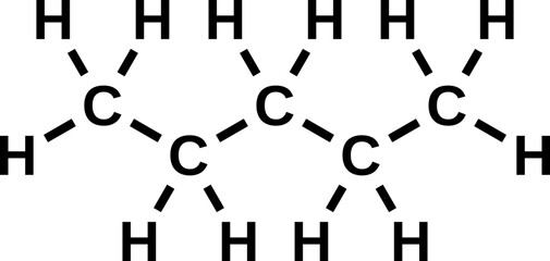 Pentane C5H12 chemical structural formula, vector illustration