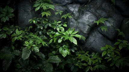 Obraz premium Green leaf wall with contrast and texture