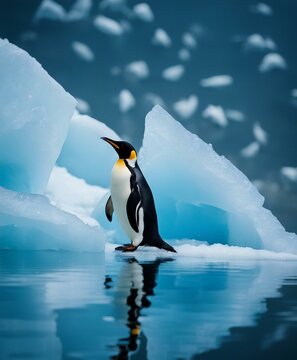 Portrait of Penguin on iceberg at antartica 