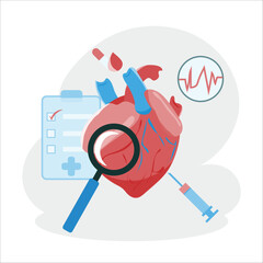 heart with a magnifying glass