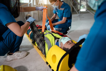 First aid for injuries from accidents in construction work, Loss of feeling or normal movement and Loss of function in limbs, First aid training to transfer patients, Tools for EMTs or Paramedics.