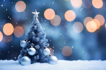 Obraz na płótnie Canvas Chrismas decorations with snowflakes. Cute chrismas tree on a blurred background