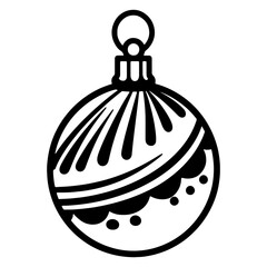 Line art Christmas ornament , Svg file illustration, black and white, outline art, coloring book.