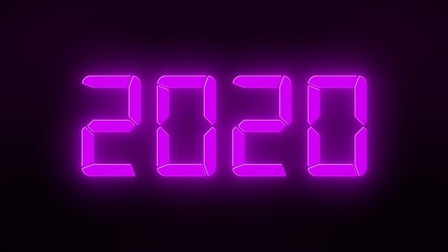 Video animation of an LED display in magenta with the continuous years 2000 to 2024 over dark background - represents the new year 2024 - holiday concept.