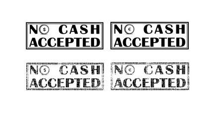 'No cash accepted' sign, set of stamps