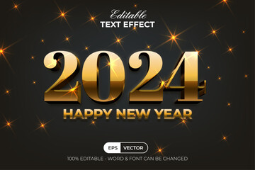 2024 3D Gold Text Effect Style. Editable Text Effect.