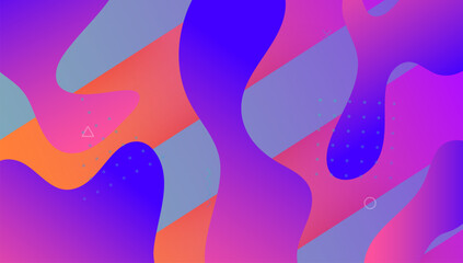 Digital Layout. Violet Plastic Flyer. Fluid Concept. Wavy Landing Page. Multicolor Illustration. Memphis Page. Art Rainbow Banner. Geometric Design. Magenta Digital Layout