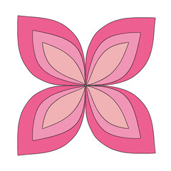 graphic lines in the shape of a four petal flower in shades of pink