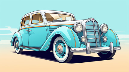 vintage car illustration isolated