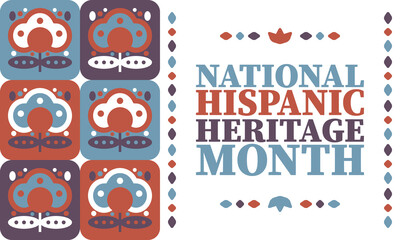 National Hispanic Heritage Month in United States. Celebrate annual in September and October. Latin American and Hispanic ethnicity culture. National fabric vector textures. Traditional festival