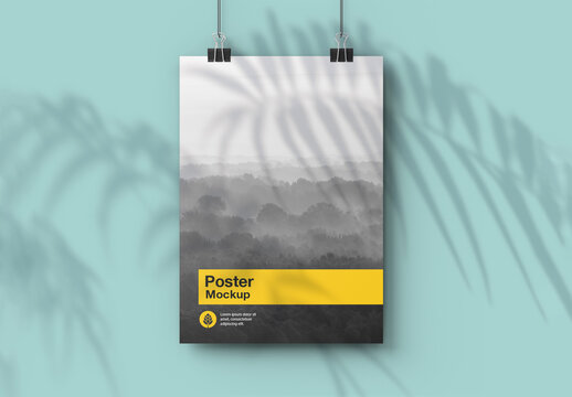Isolated Vertical Hanging Poster Mockup