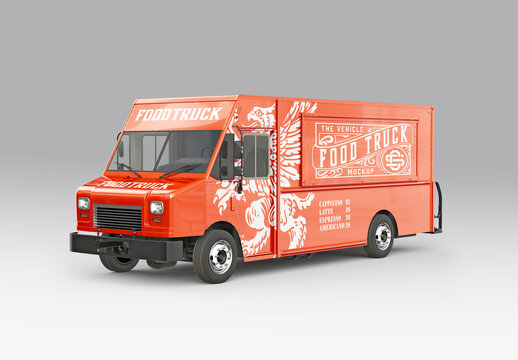 Food Truck Step Van Mockup
