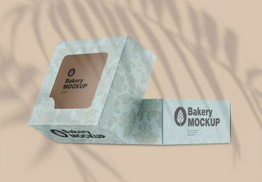 Cardboard Box with Plastic Window Mockup