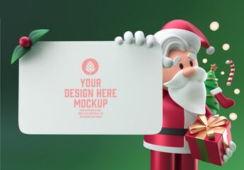Christmas Santa with Mobile Concept Mockup