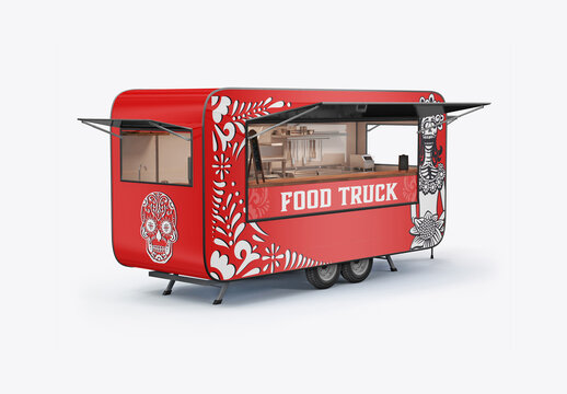 Classic Trailer Food Truck Mockup