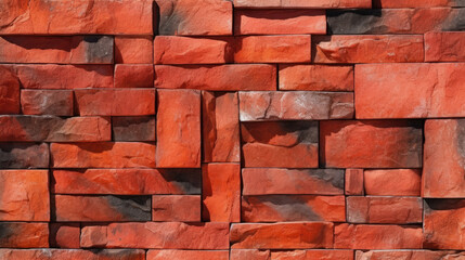 Obraz premium orange stone wall texture, in the style of puzzle-like pieces, red brick wall