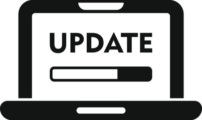Laptop service update icon simple vector. Button tool. Screen digital lock