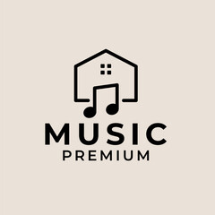 Home Note Music Studios Logo Design Concept Vector Illustration Symbol Icon
