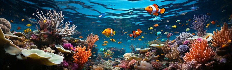 Fototapeta na wymiar Beneath the Waves: The Mesmerizing World of Coral and Beautiful Fish