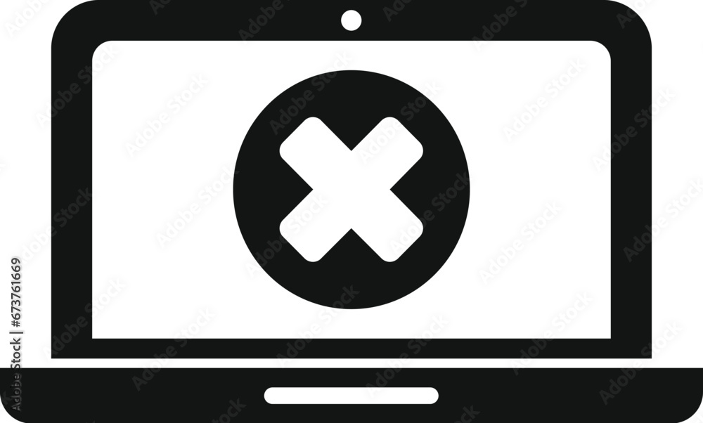 Poster broken laptop icon simple vector. button tool error. software pc project