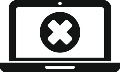 Obraz premium Broken laptop icon simple vector. Button tool error. Software pc project