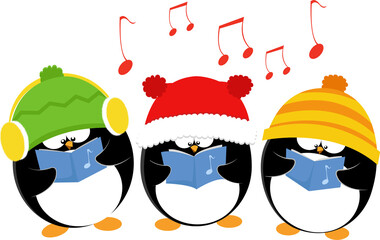 Cute Penguins Singing Christmas Carol