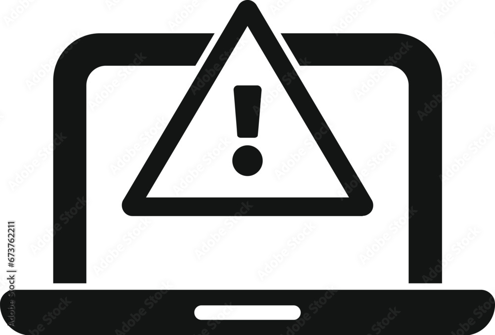 Poster laptop software alert icon simple vector. admin project. data computer broken