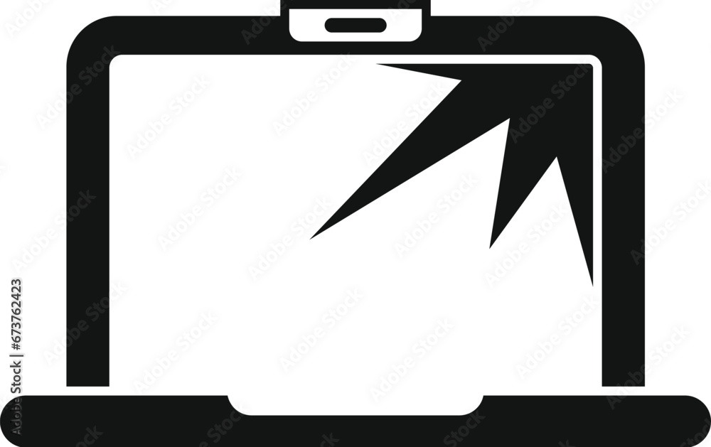 Poster laptop service broken screen icon simple vector. update gadget. engineer error