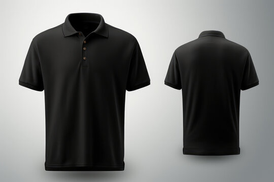Black Polo Shirts Mockup Template, Front And Back Views