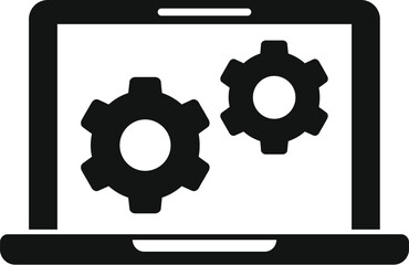 Update laptop soft icon simple vector. Pc fix. Repair screen