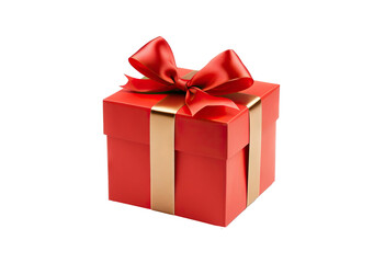 Red gift box isolated on transparent background