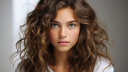 Fototapeta premium Close-up portrait of model. Natural light. Fashion, Beauty concept.