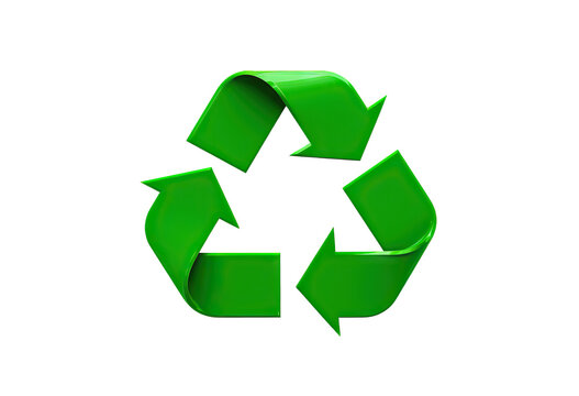 Recycle symbol green triangle arrows isolated on transparent background