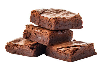 Fresh chocolate brownies isolated from the transparent background