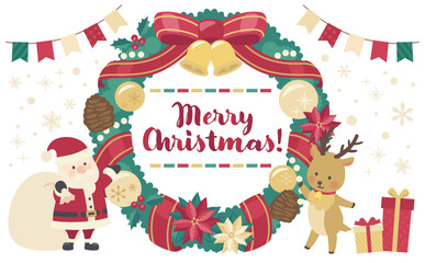 クリスマスリースのイラスト_横4