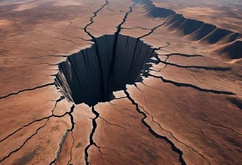 Fotobehang anomalous hole abyss in the desert © i-element