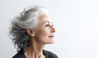 portrait of a mature woman with grey hair