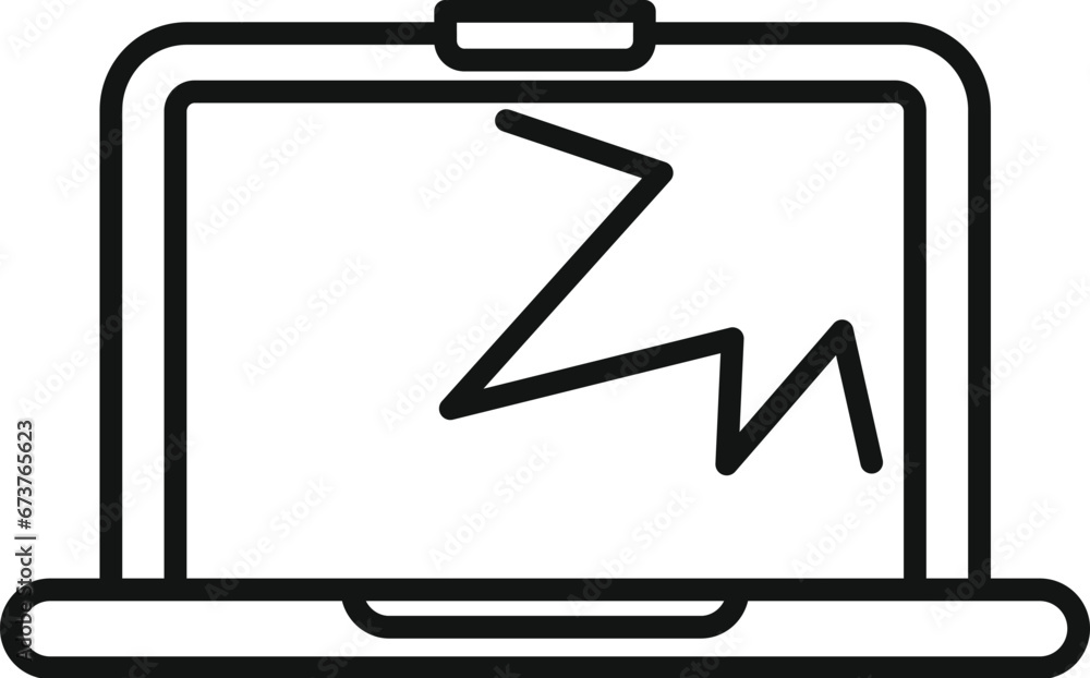 Poster laptop service broken screen icon outline vector. update gadget. engineer error