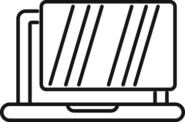 Glass change laptop monitor icon outline vector. Tool fix. Remote app fix
